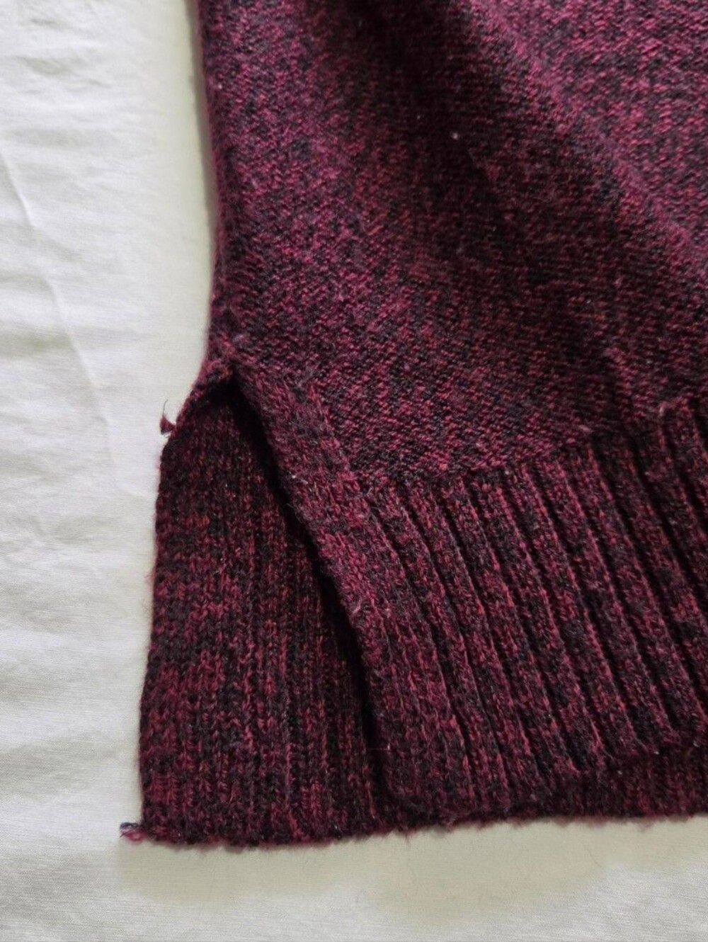 Women’s Burgundy Knit V-Neck Sweater - Picture 6 of 7